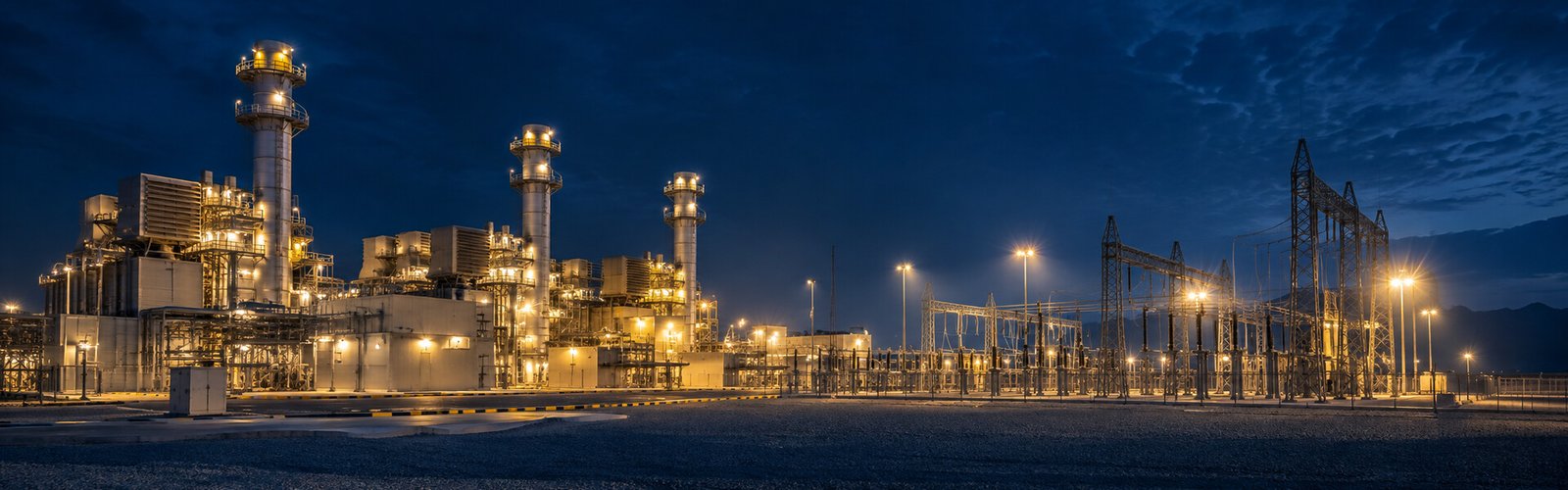 MRL industrial facility at night